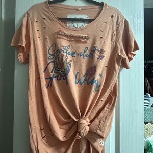 Embellished Peach Graphic Tee